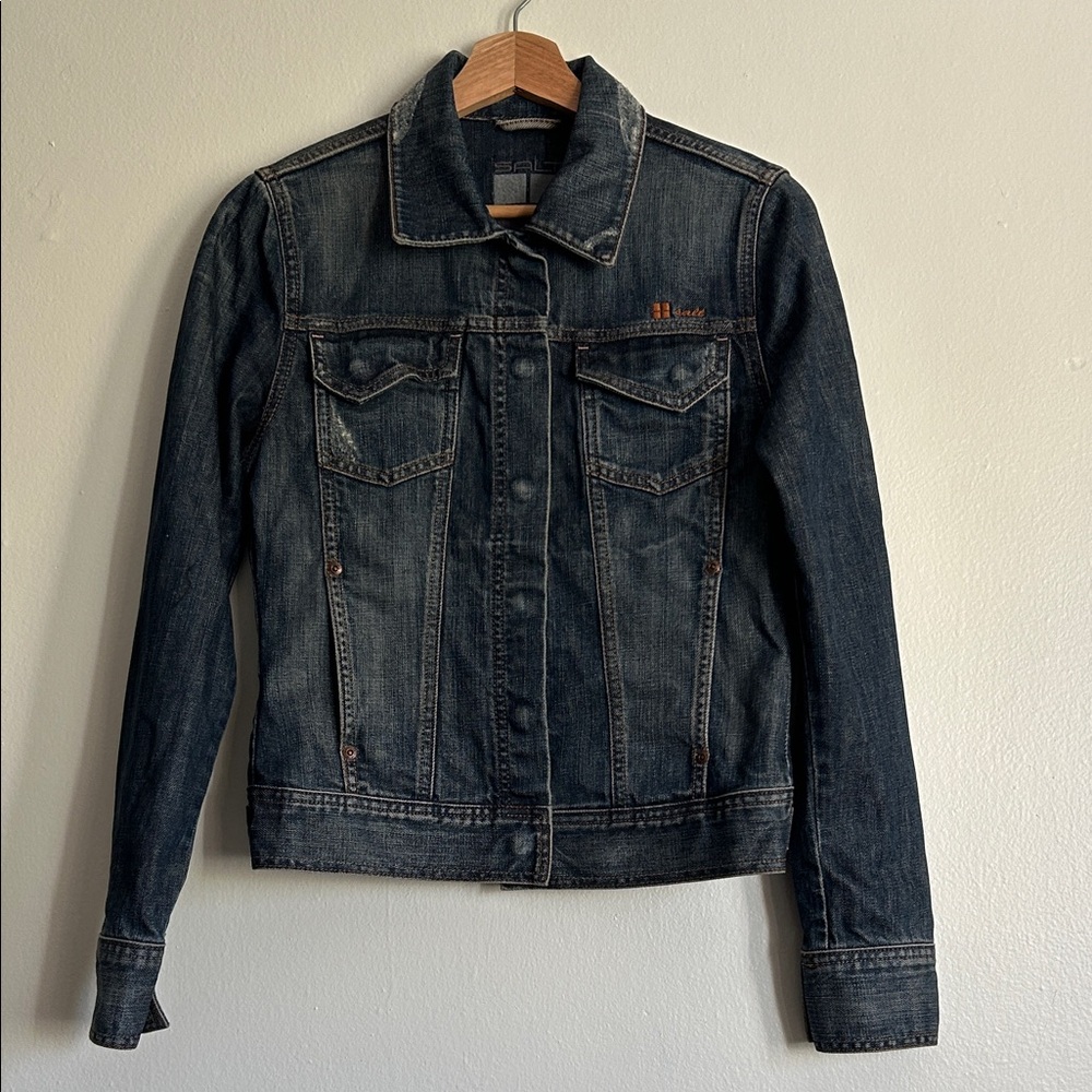 Salt Works Dark Blue Jean Denim Orchard Street Jacket in Dust Size Medium